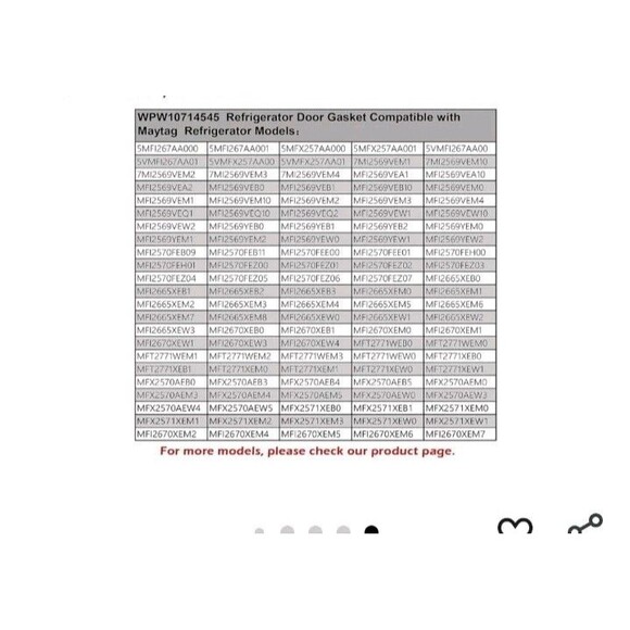 Whirlpool WPW10714545 Refrigerator Bottom Freezer Door Gasket, Gray - Picture 7 of 10